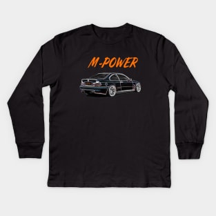 BMW M3 E46 Side View M Power Kids Long Sleeve T-Shirt